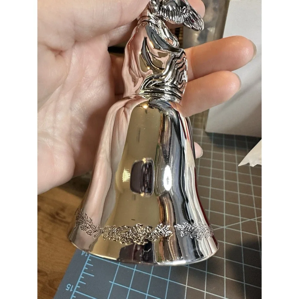 Godinger Angel Bell Ornament Vintage Christmas Angel Silver Plated Bell w Box